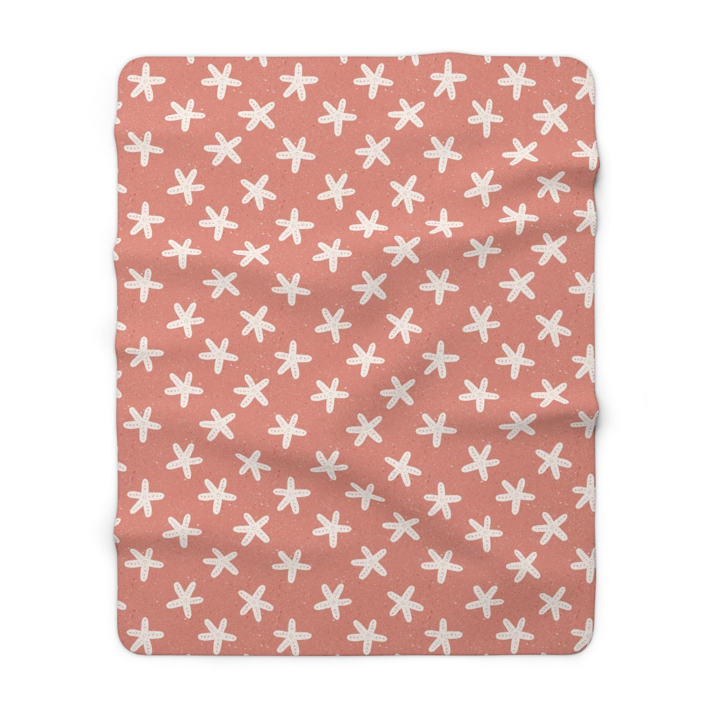 Starfish on Coral Sherpa Fleece Blanket