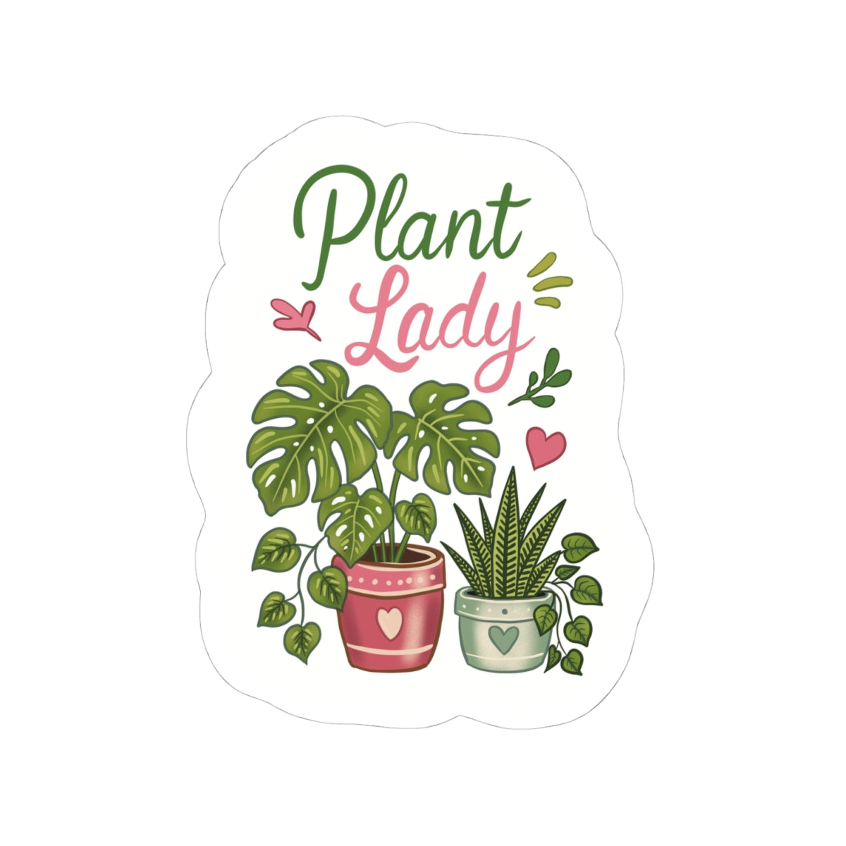 Plant Lady Kiss-Cut Sticker — Cute Potted Plants Vinyl Decal for Laptops & Water Bottles