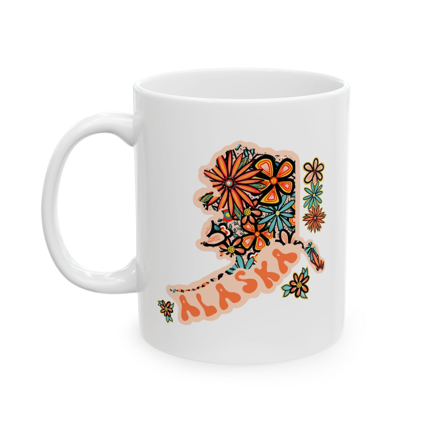 Retro 70s Flowers Alaska Ceramic Mug 11 oz and 15 oz