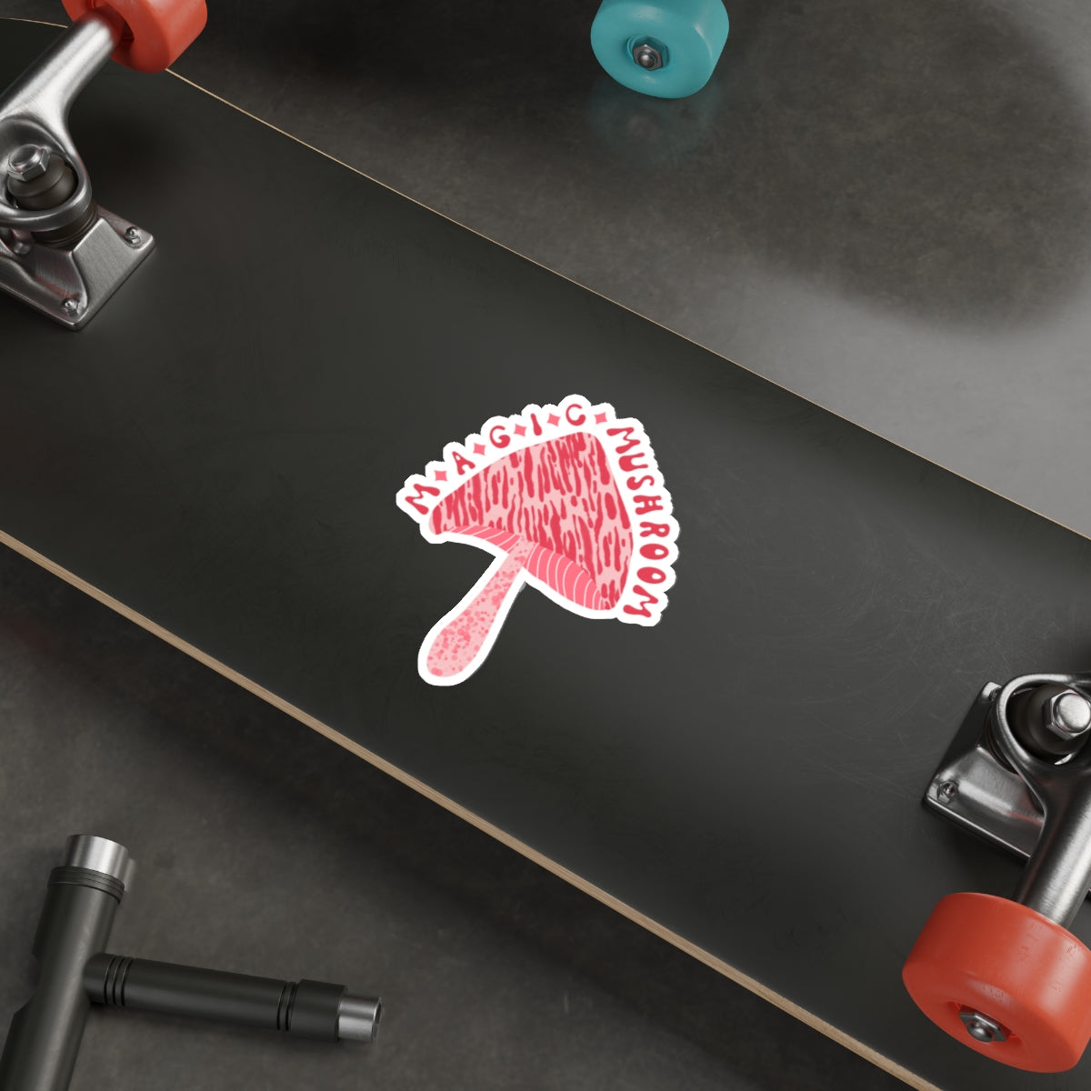 Pink Magic Mushroom with Zebra Stripe Die-Cut Stickers