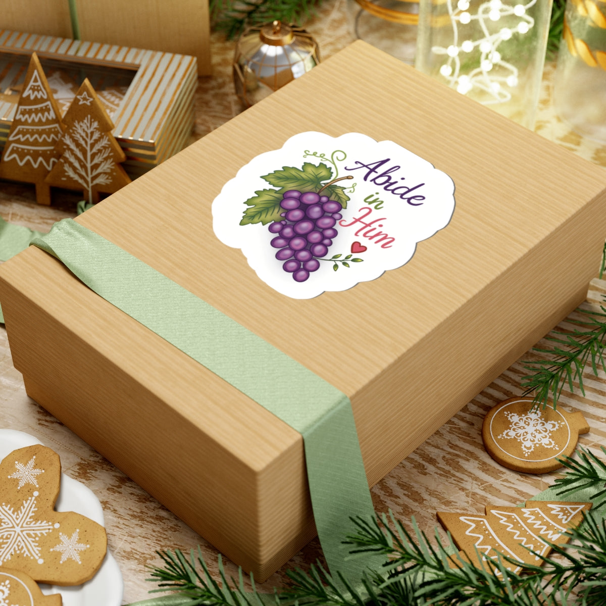 Abide in Him Grapes Sticker — Christian Faith Kiss-Cut Vinyl Sticker