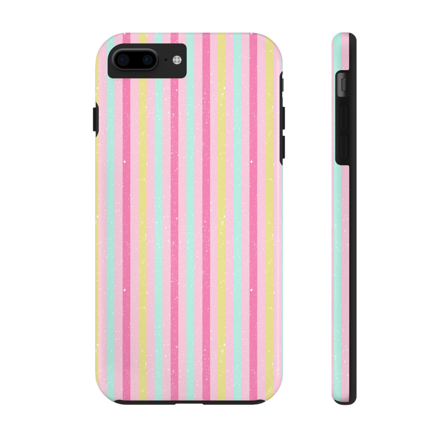 Pastel Christmas Stripes on Pink Tough Phone Cases