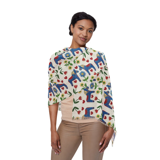Swedish Folk Art Dala Horse Light Scarf