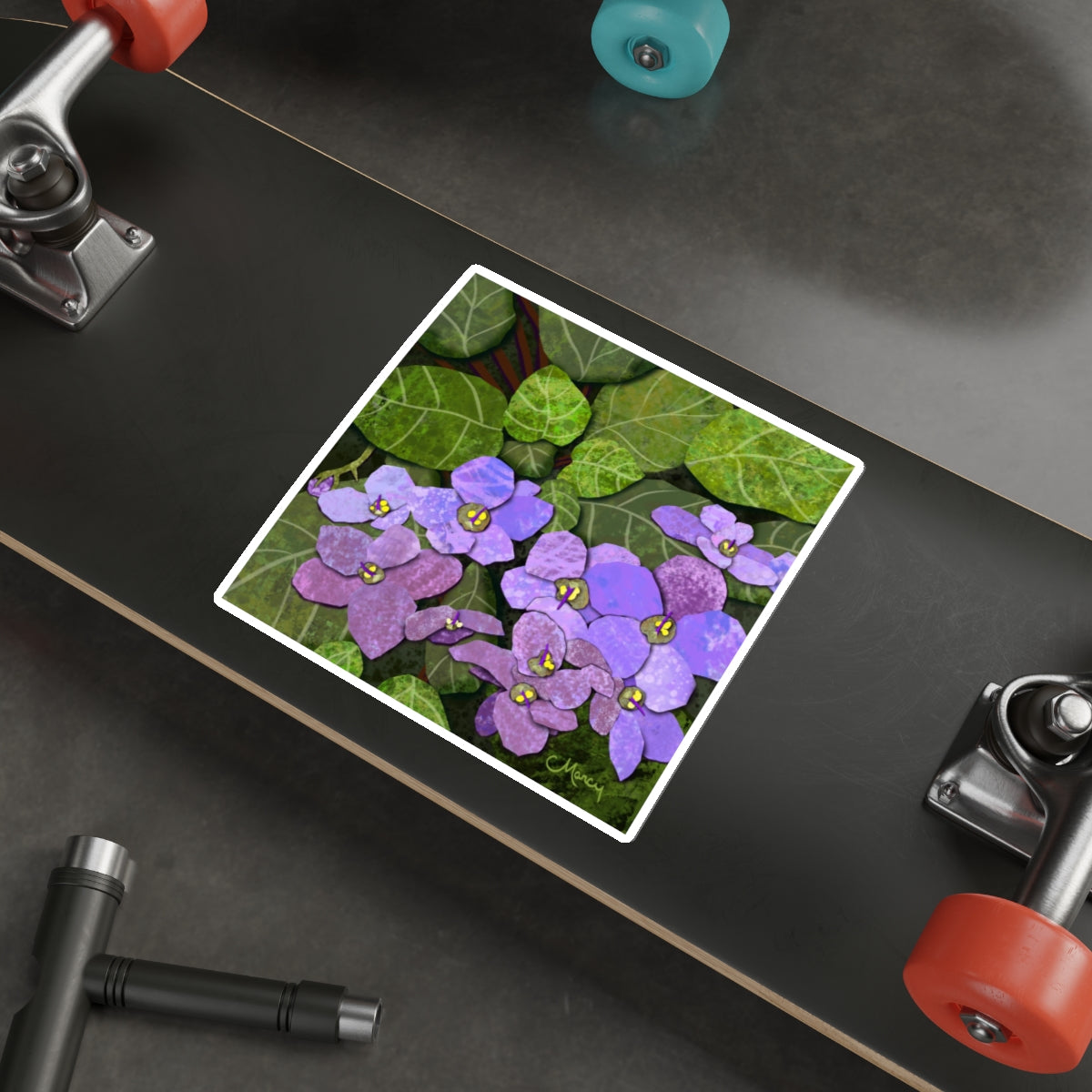 African Violets Collage Die Cut Sticker