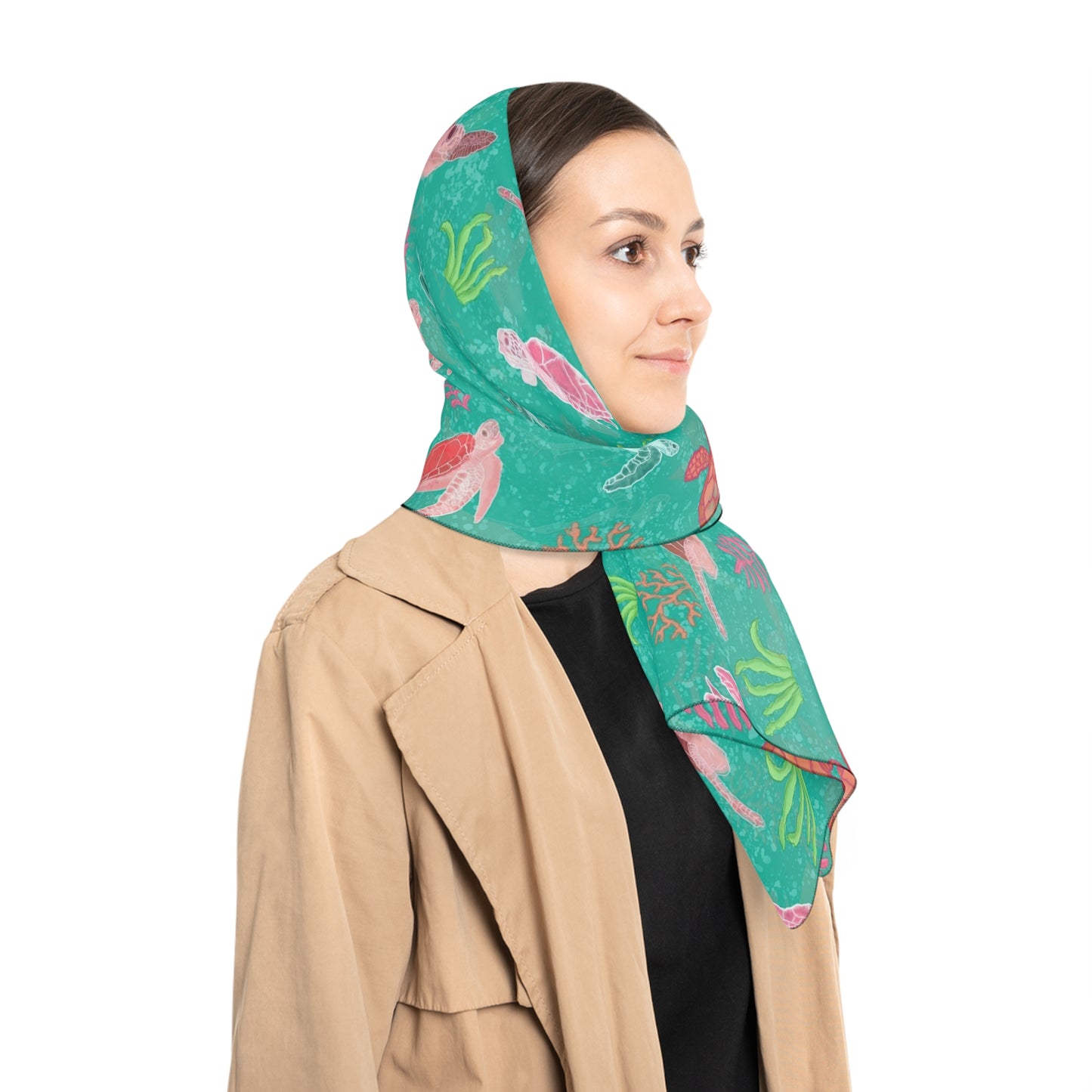 Sea Turtles Square Poly Scarf