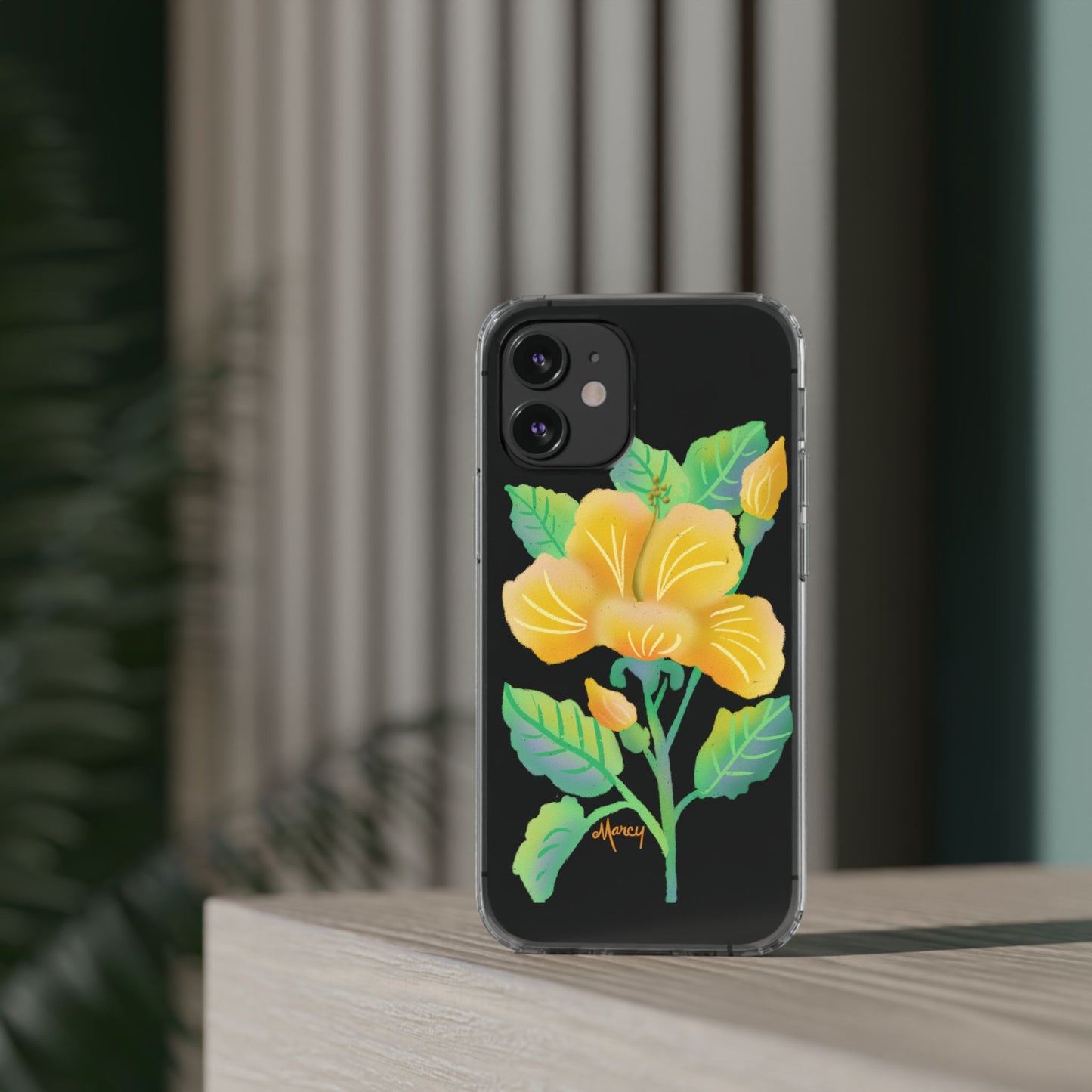 Yellow Hibiscus Blossom Clear Cases