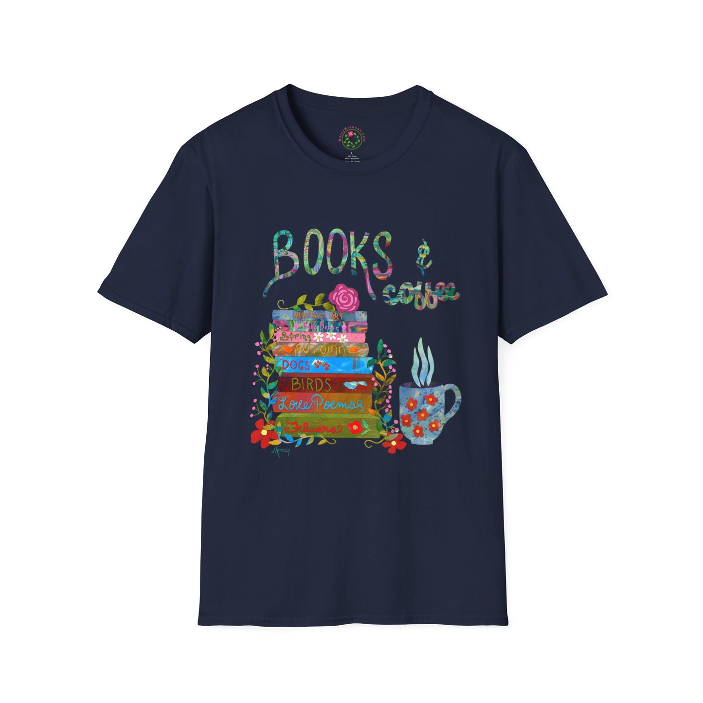 Books and Coffee Collage Collage Softstyle T-Shirt