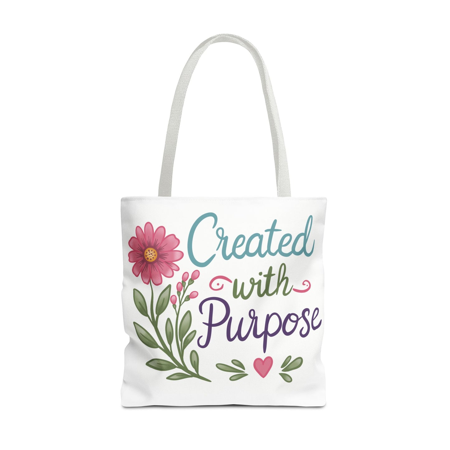 Created with Purpose Tote Bag — Floral Inspirational Canvas Tote
