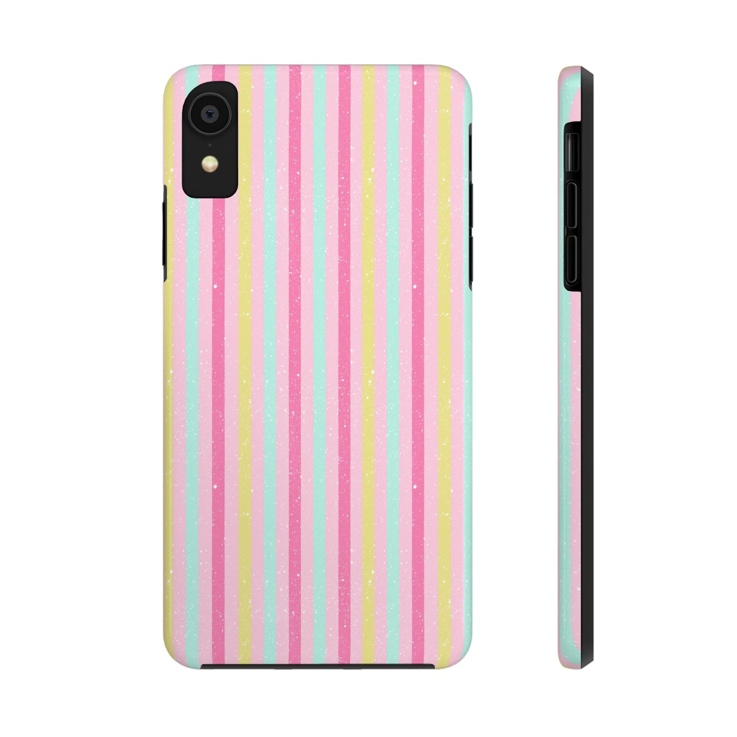 Pastel Christmas Stripes on Pink Tough Phone Cases