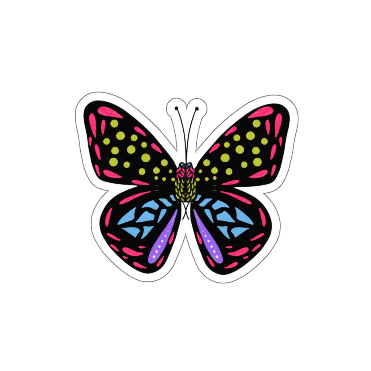 Stained Glass Style Butterfly Die Cut Sticker