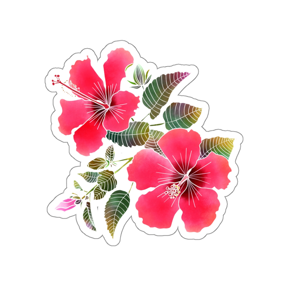 Red Hibiscus Die-Cut Stickers