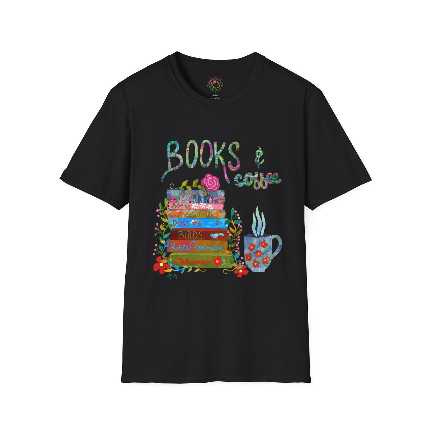 Books and Coffee Collage Collage Softstyle T-Shirt