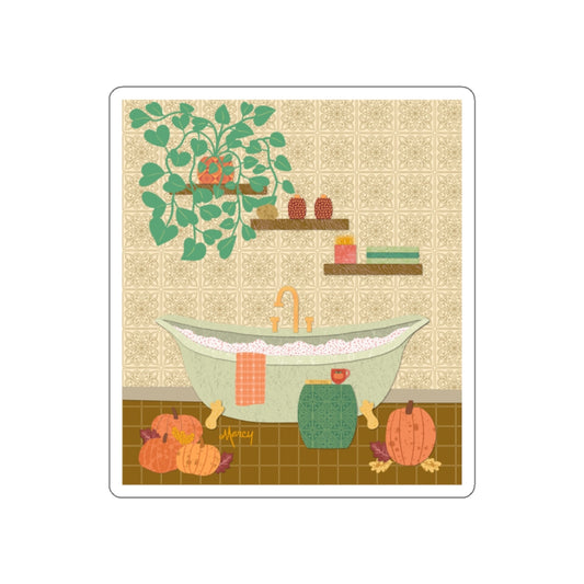 Autumn Bath Retreat Collage Die Cut Sticker