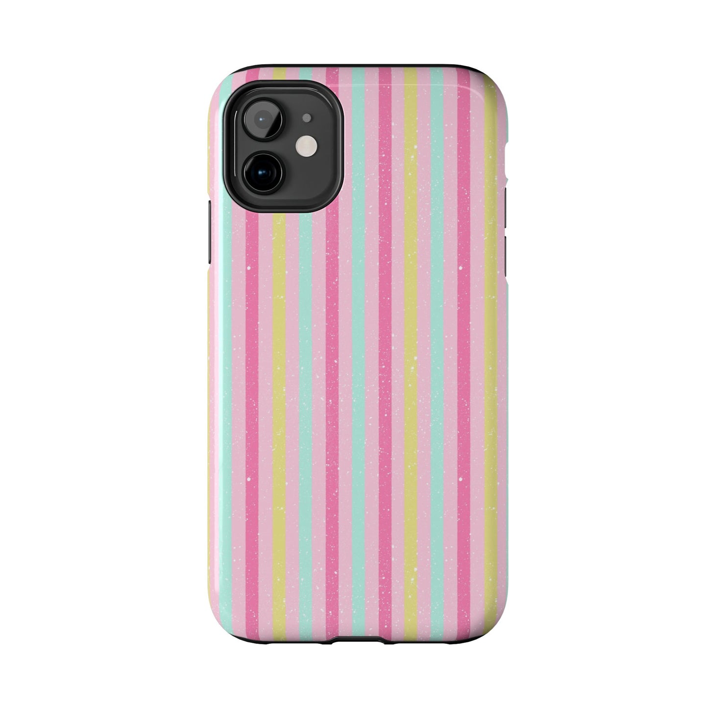 Pastel Christmas Stripes on Pink Tough Phone Cases