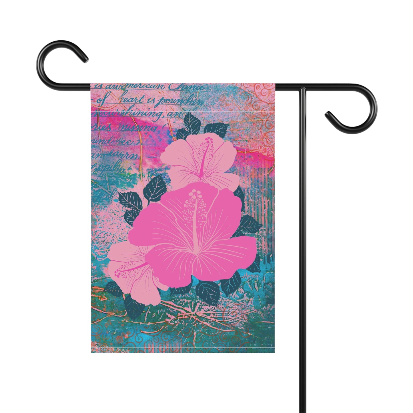 Tropical Blossoms - Three Pink Hibiscus Flowers - Garden & House Banner