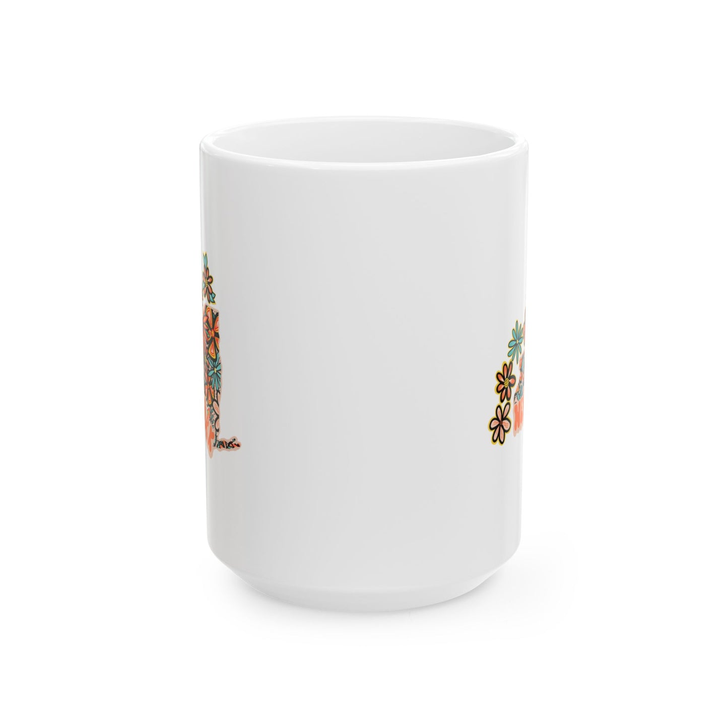 Retro 70s Flowers New York Ceramic Mug 11 oz and 15 oz