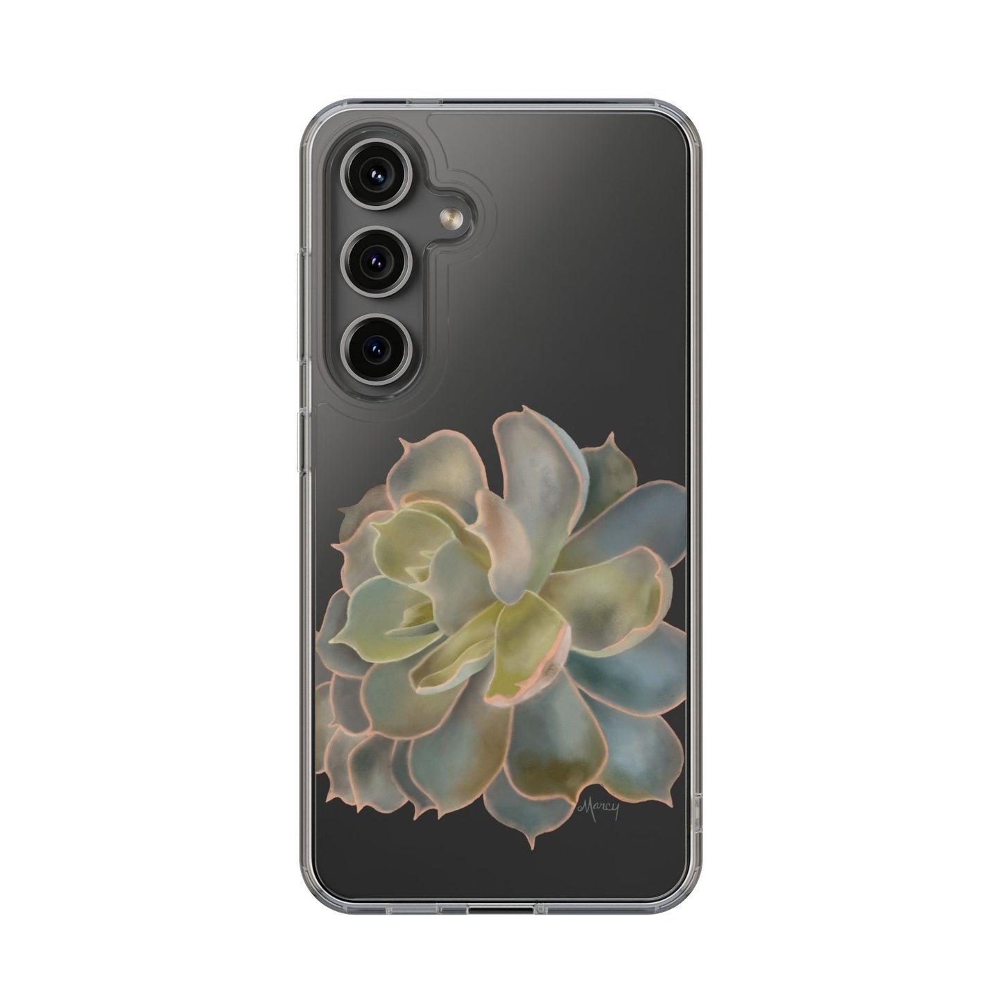 Gray and Green Succulent Clear Cases