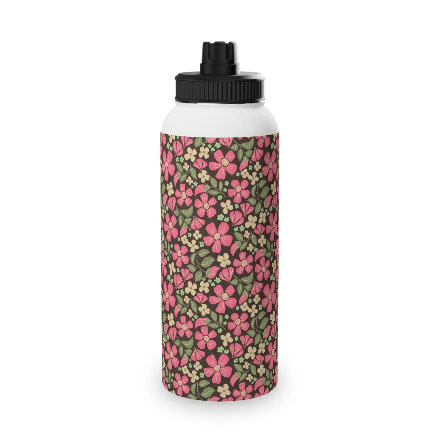 Wild Rose Meadow Water Bottle – Stainless Steel Sports Lid