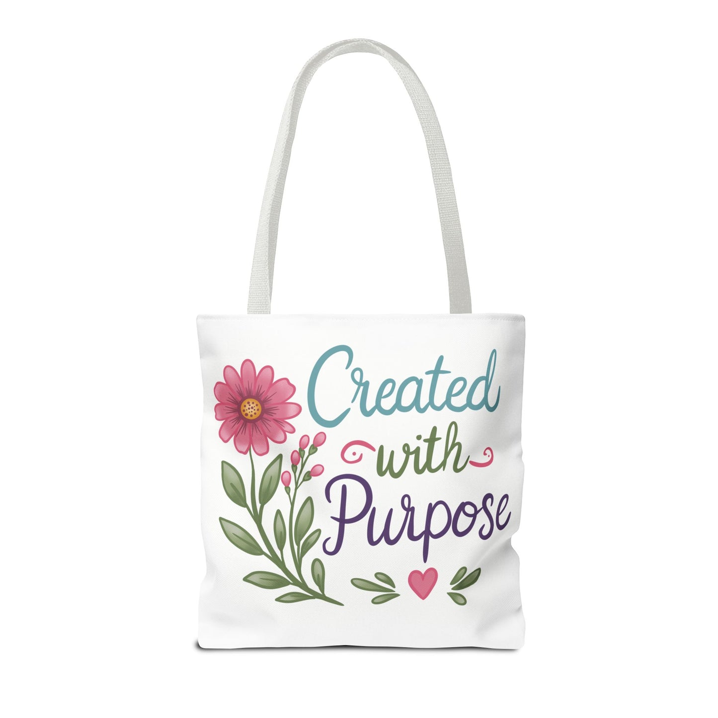 Created with Purpose Tote Bag — Floral Inspirational Canvas Tote
