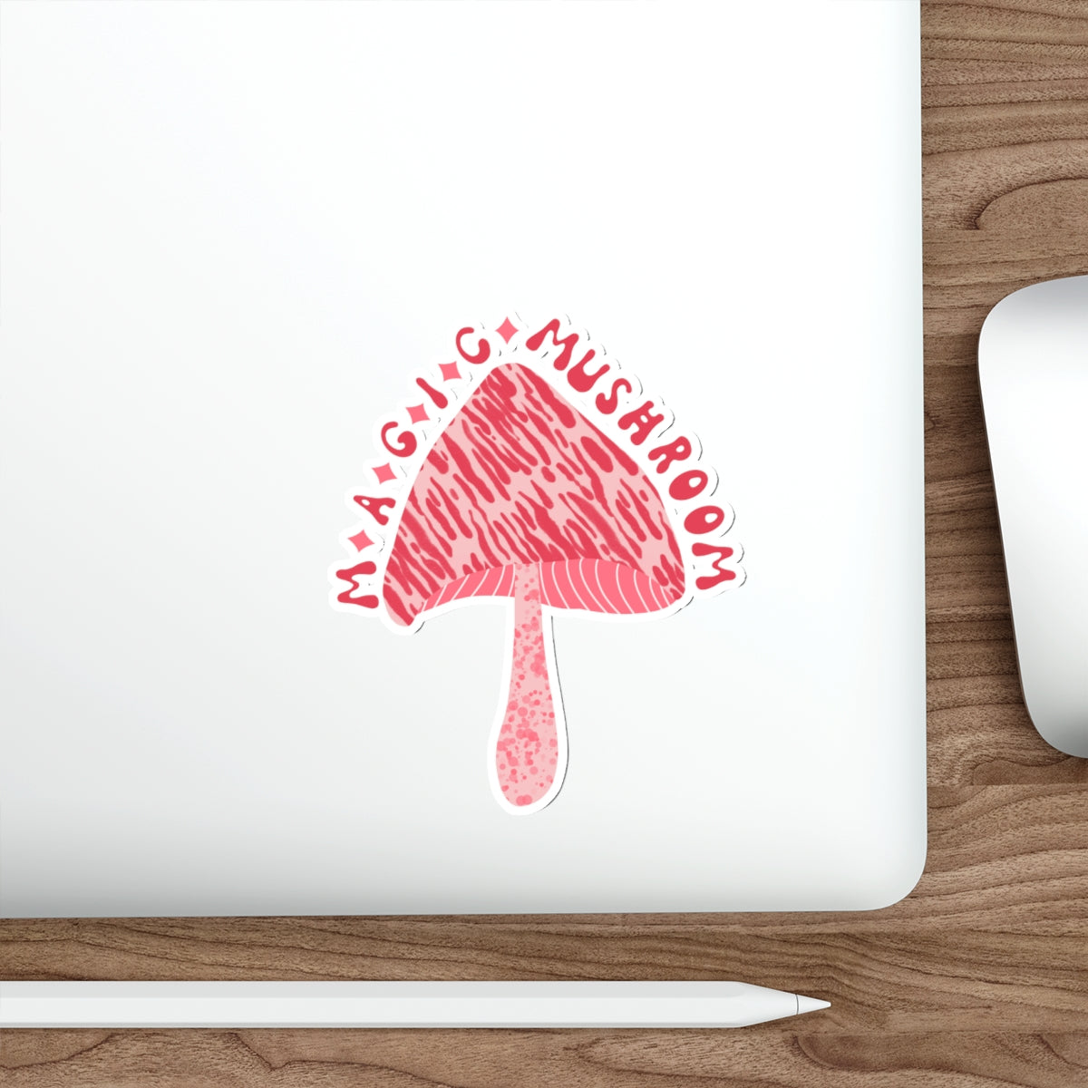 Pink Magic Mushroom with Zebra Stripe Die-Cut Stickers