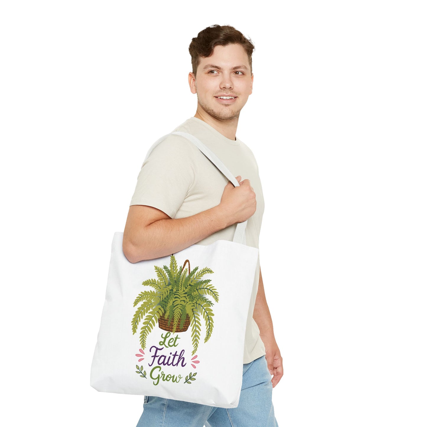 Let Faith Grow Tote Bag — Botanical Hanging Fern Spiritual Tote