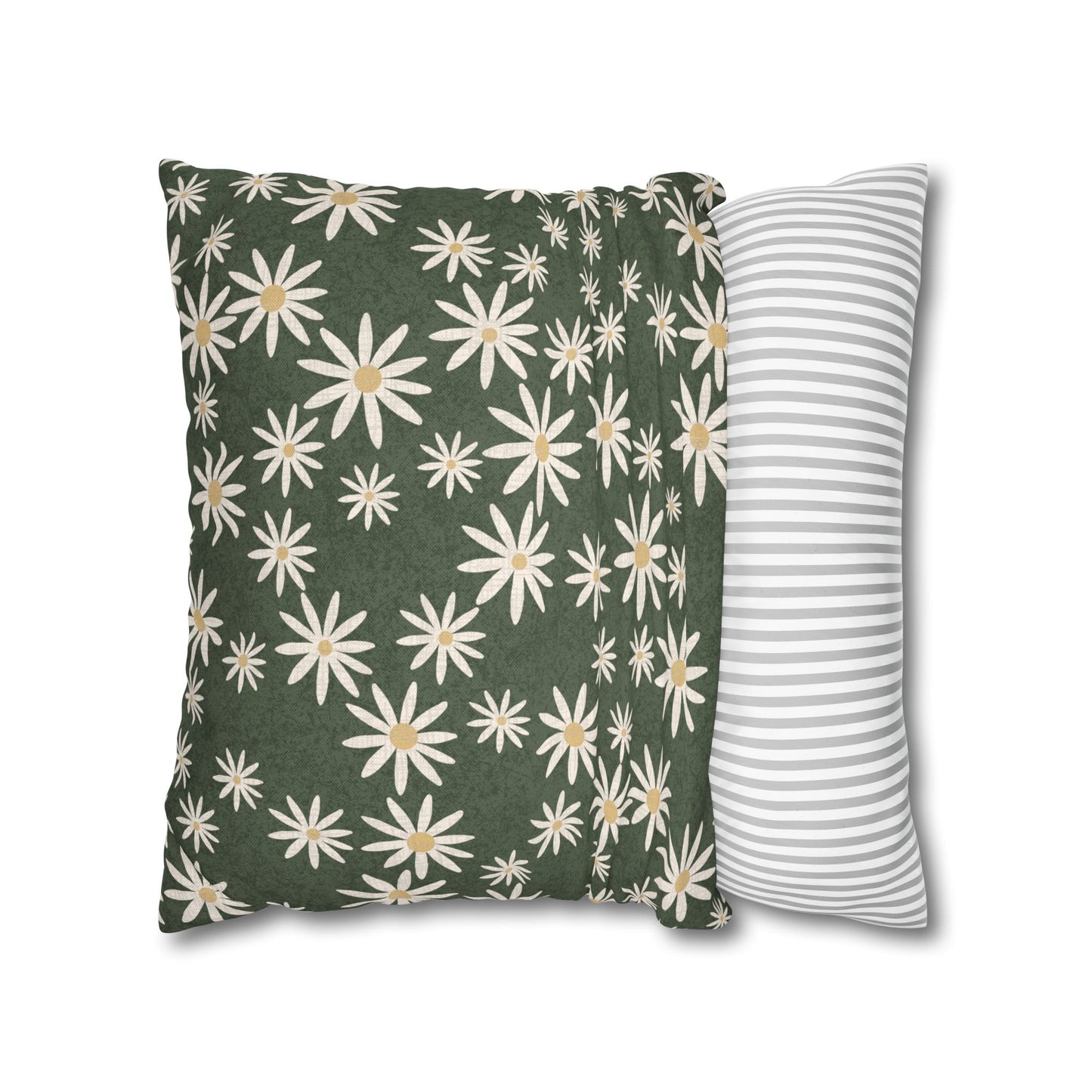Chickweed on Sage Green Spun Polyester Square Pillowcase