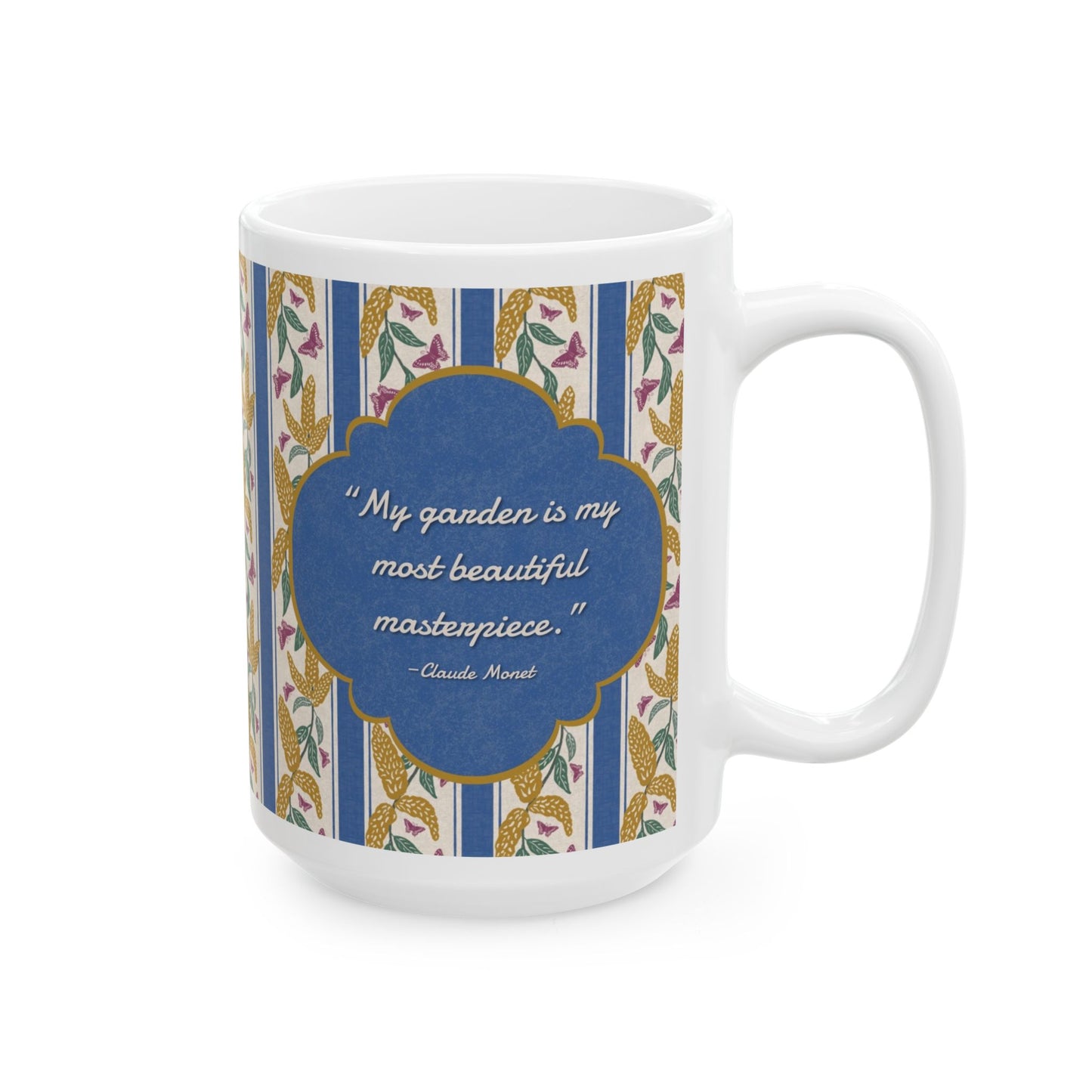 Goldenrod and Butterflies with Monet Quote Ceramic Mug 11oz & 15oz