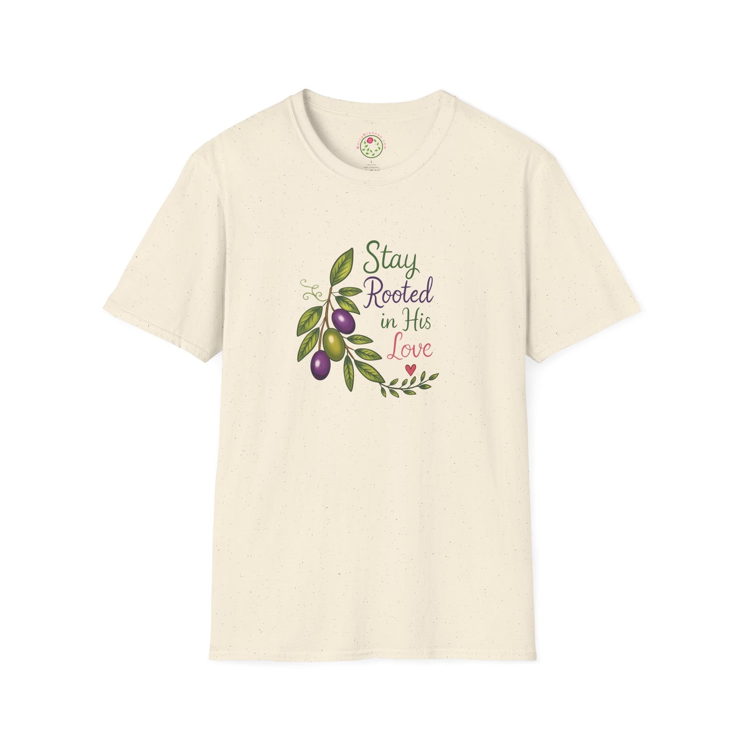 T-Shirt — "Stay Rooted in His Love" Olive Branch Christian Tee