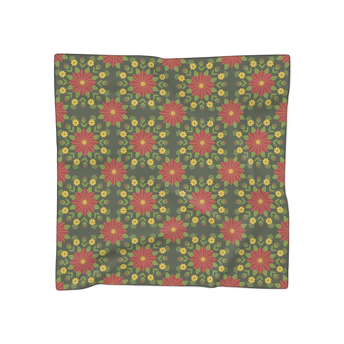 Poinsettias Square Poly Scarf