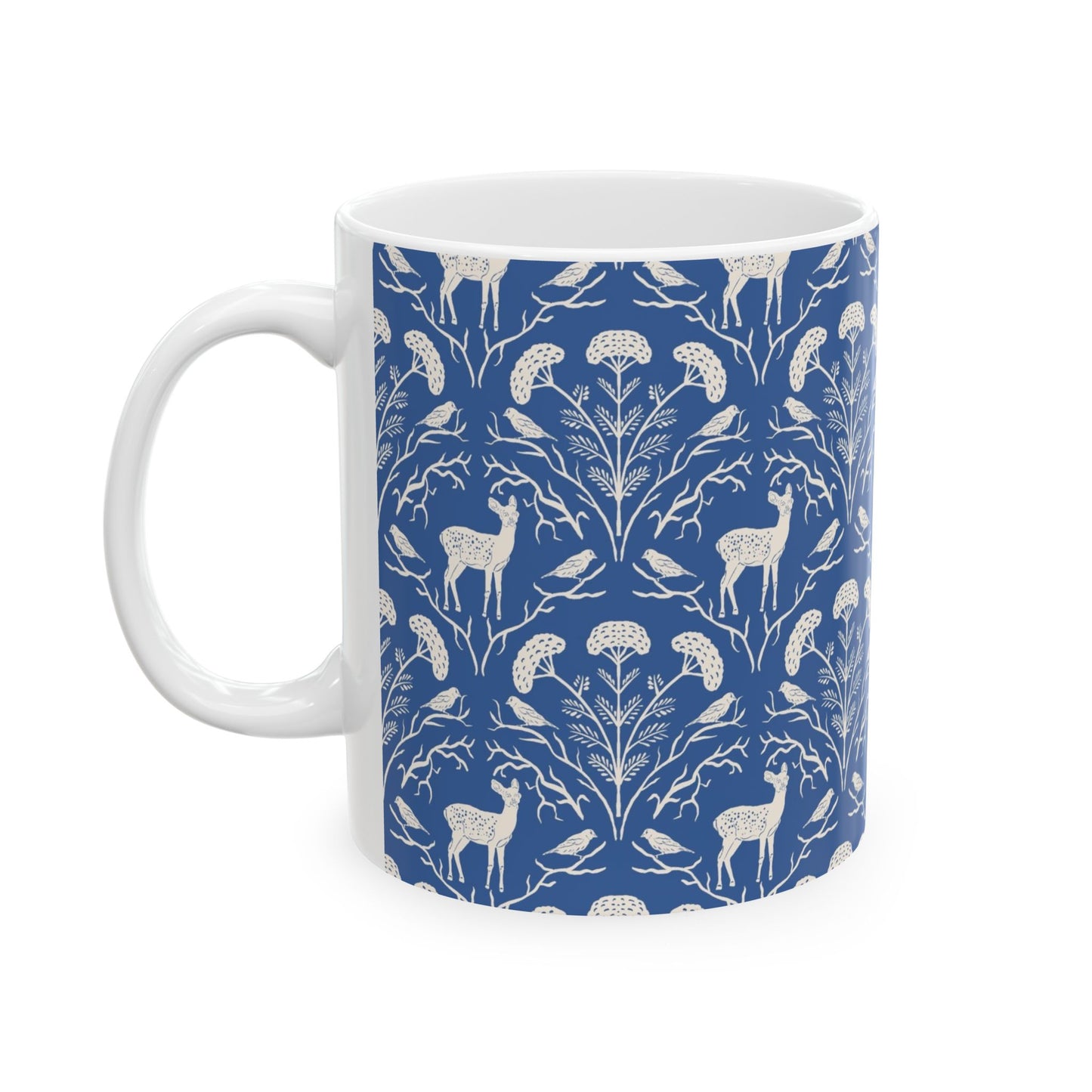 Appalachian Yarrow, Deer and Foldfinches Ceramic Mug 11oz & 15oz