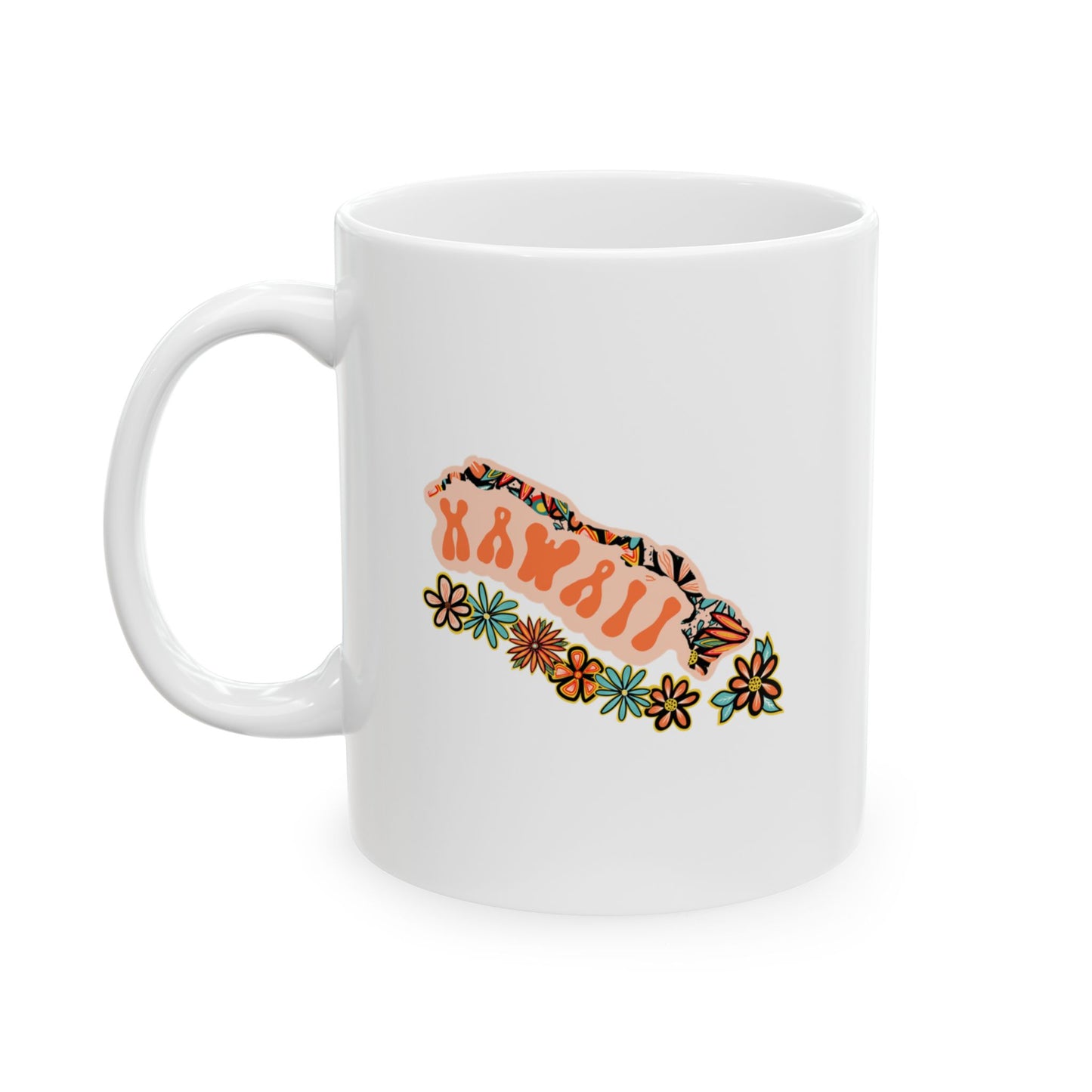 Retro 70s Flowers Hawaii Ceramic Mug 11 oz and 15 oz