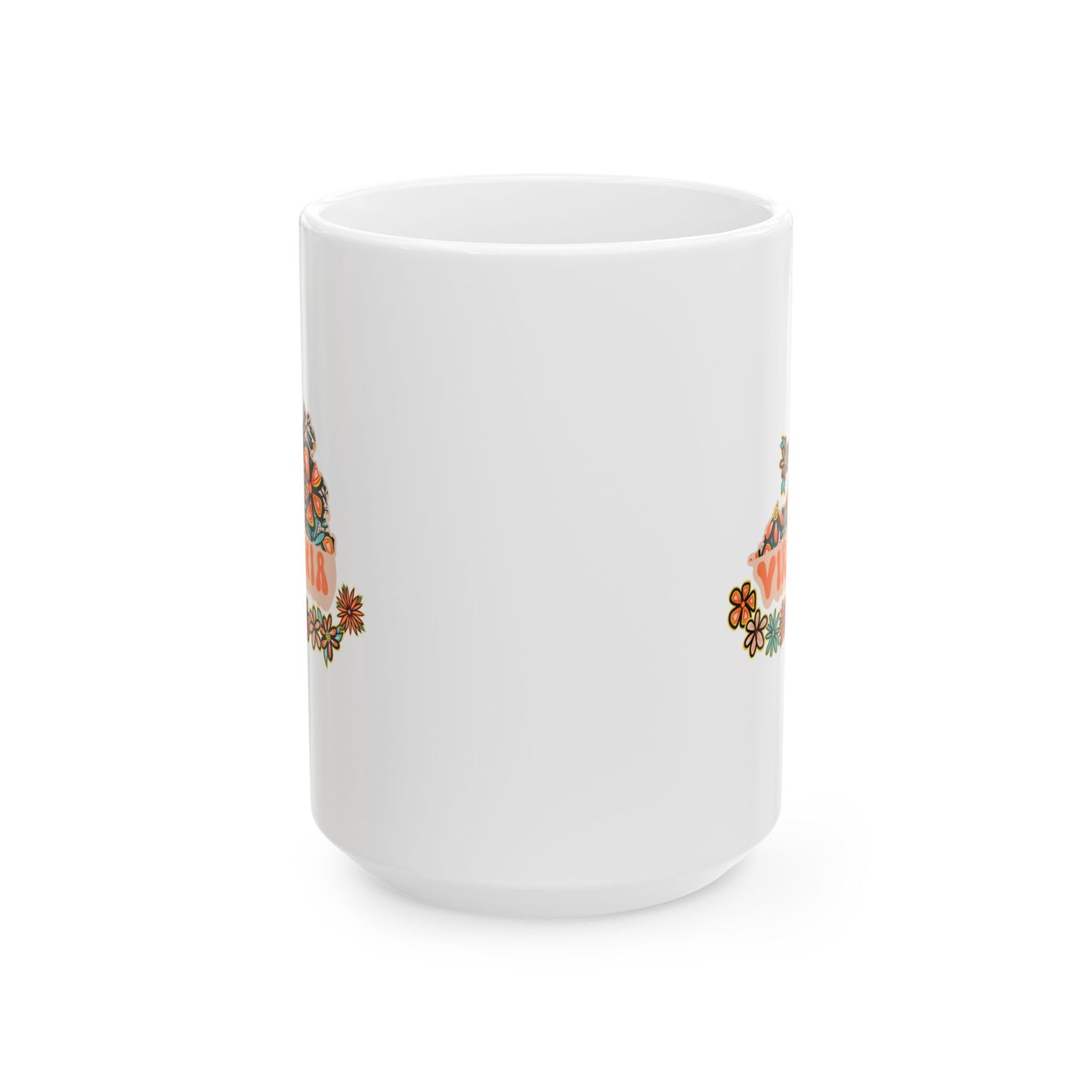 Retro 70s Flowers Virginia Ceramic Mug 11 oz and 15 oz