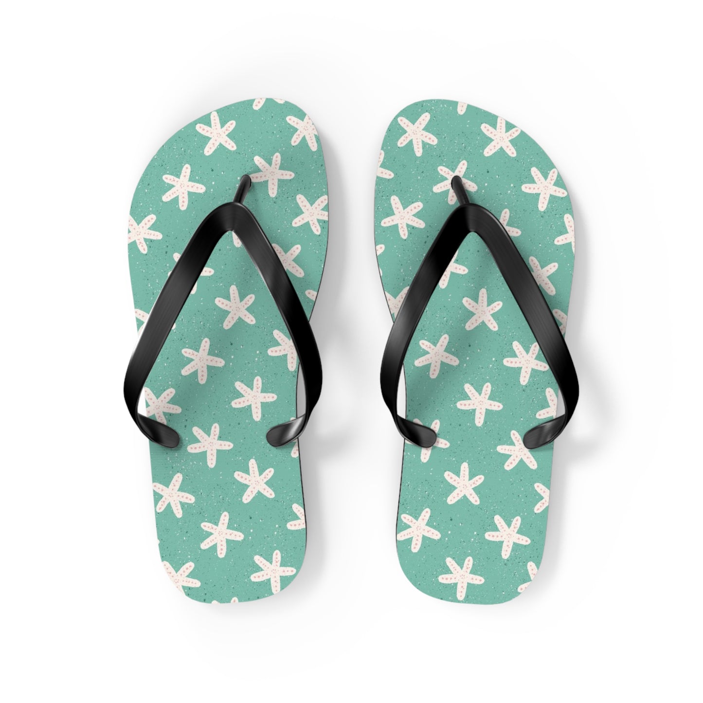 Starfish on Sea Green Flip Flops