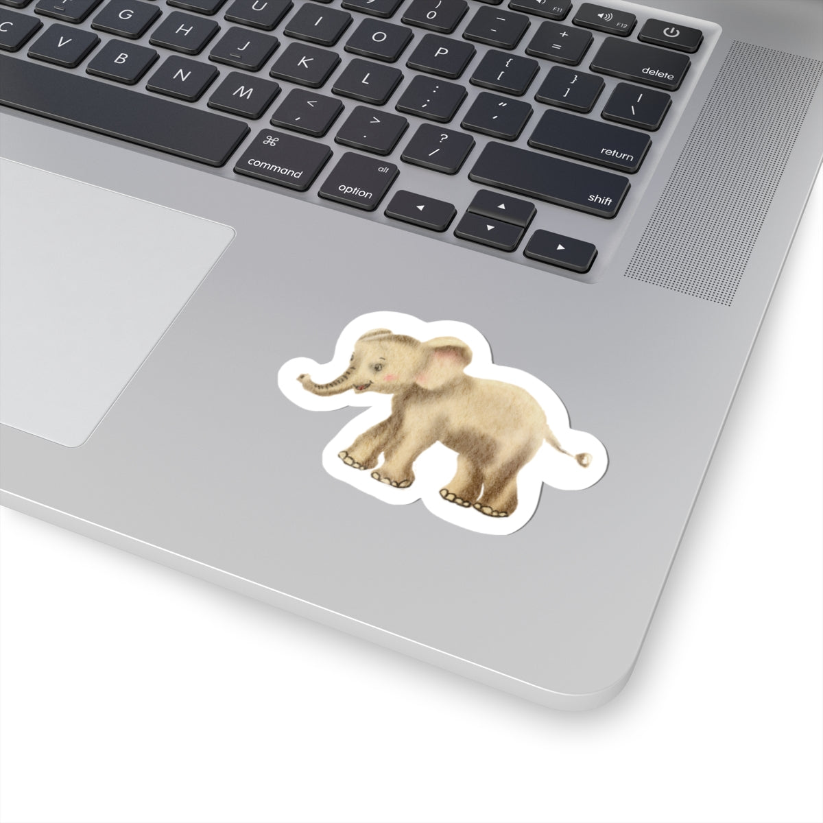 Cute Baby Elephant Kiss-Cut Sticker — Watercolor Nursery Decal for Laptops, Planners & Baby Shower Favors