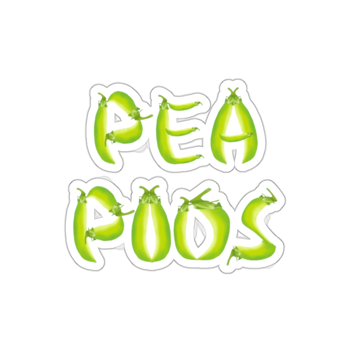 Pea Pods Lettering Die Cut Sticker