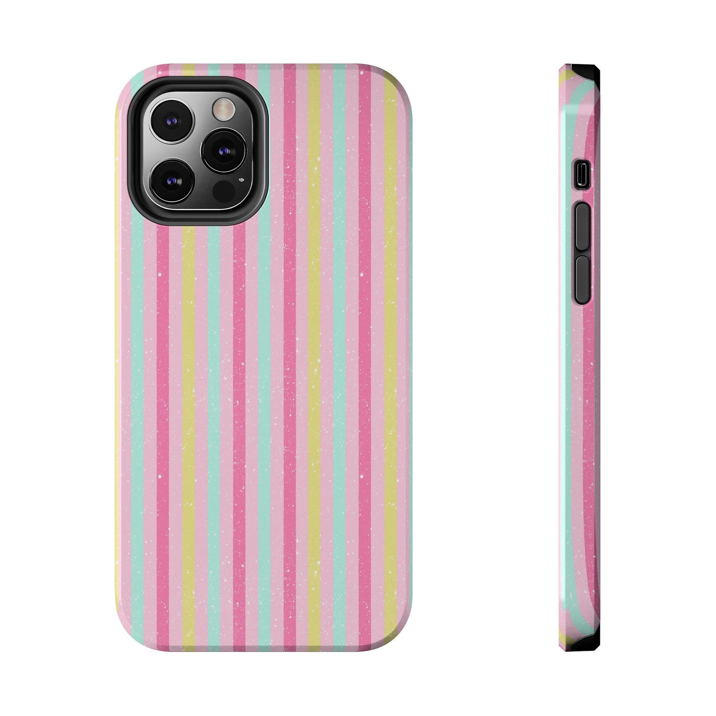 Pastel Christmas Stripes on Pink Tough Phone Cases