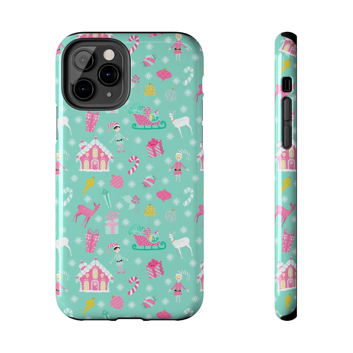 Pastel Christmas on Turquoise Tough Phone Cases