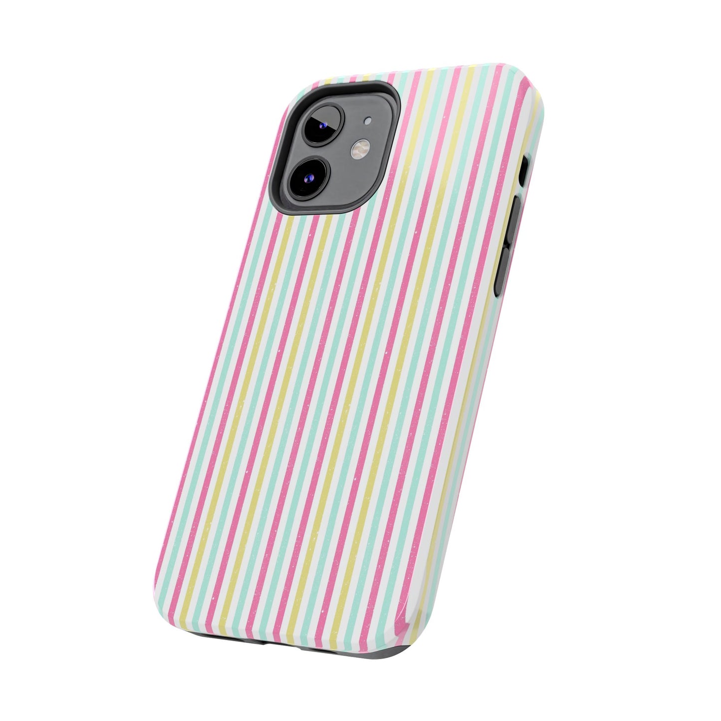 Pastel Christmas Stripes on White Tough Phone Cases