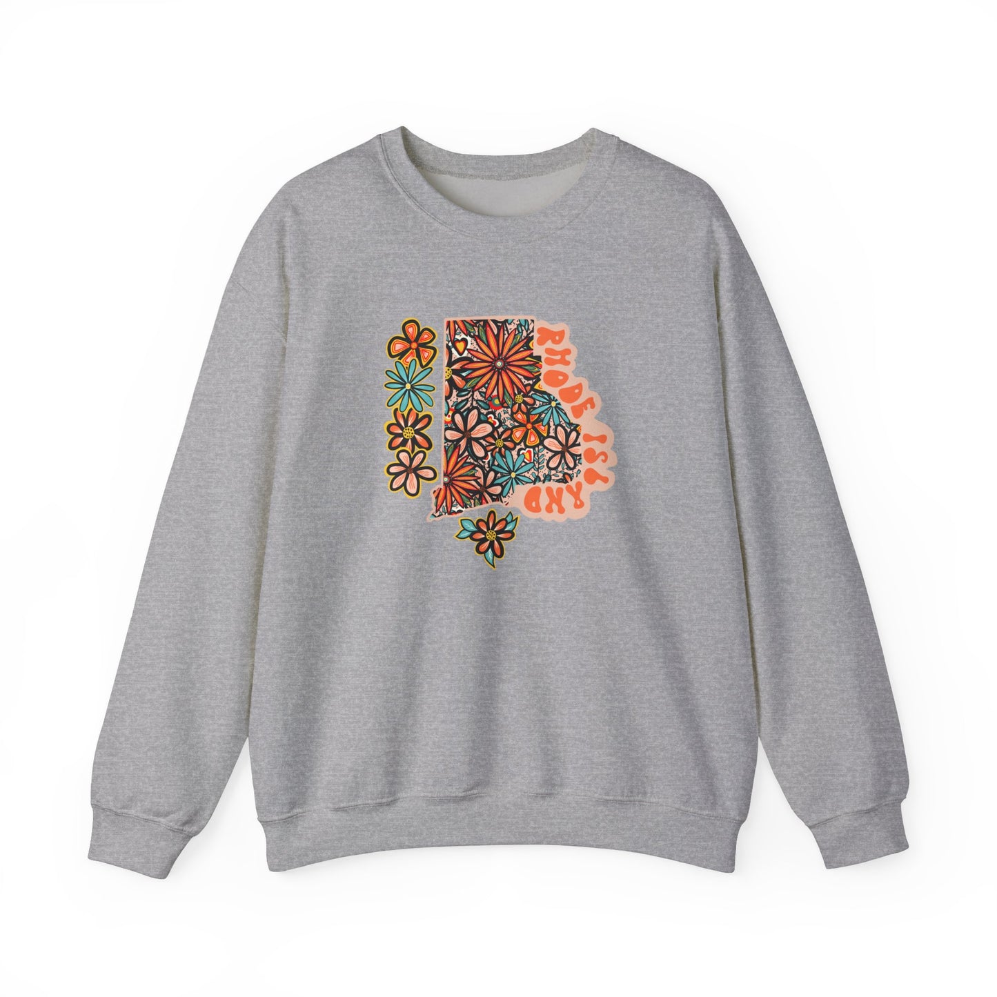 Retro 70s Flowers Rhode Island State Design — Heavy Blend™ Crewneck Sweatshirt