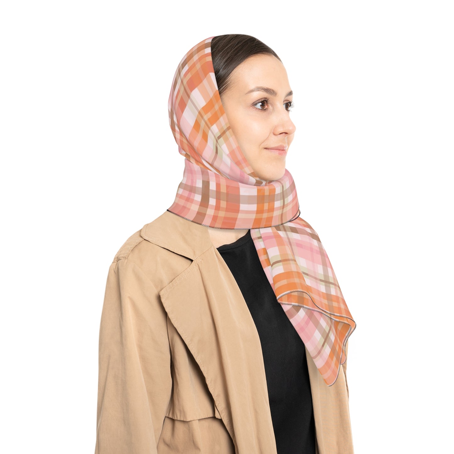 Softly in Autumn Plaid Square Poly Scarf