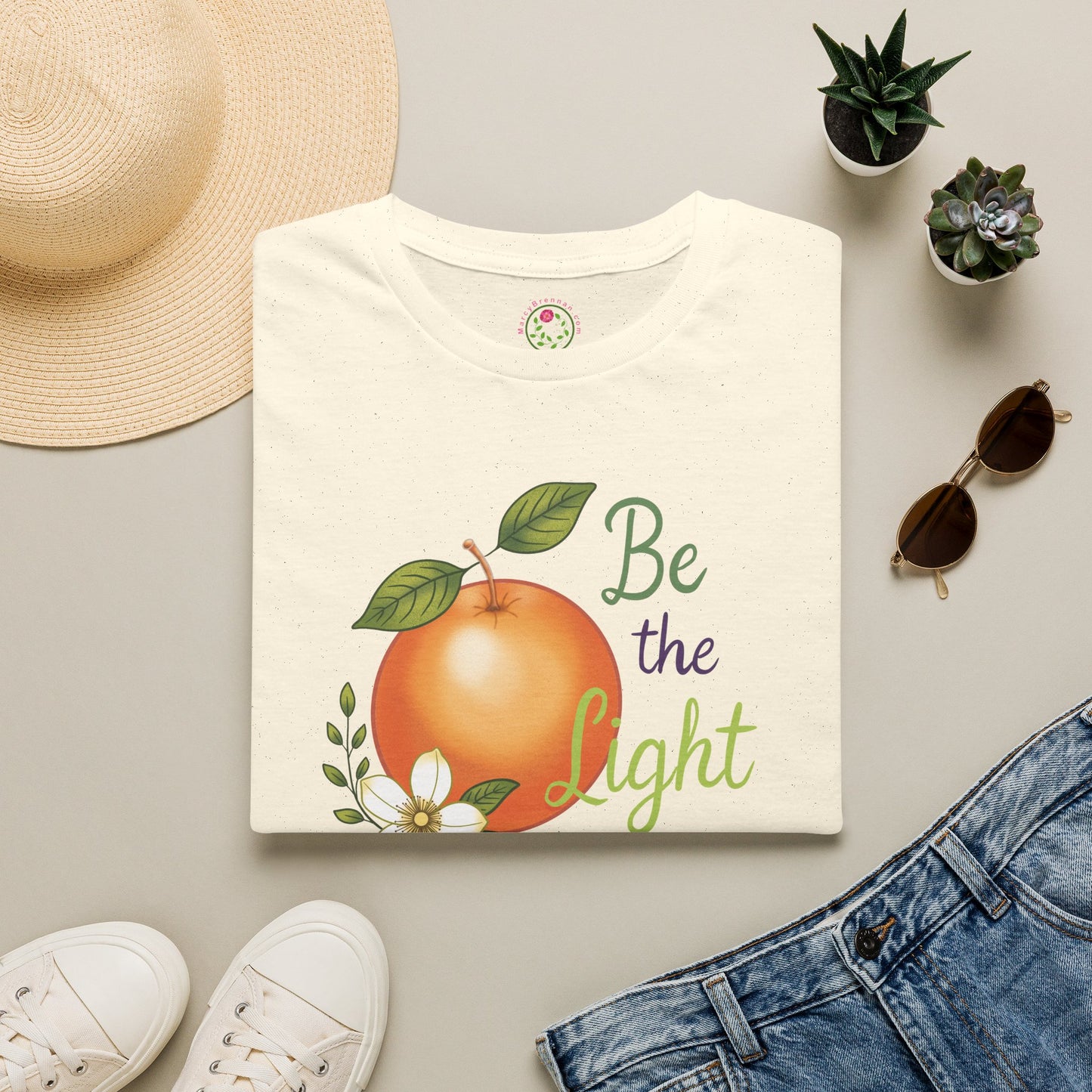 Be the Light Orange Graphic T‑Shirt
