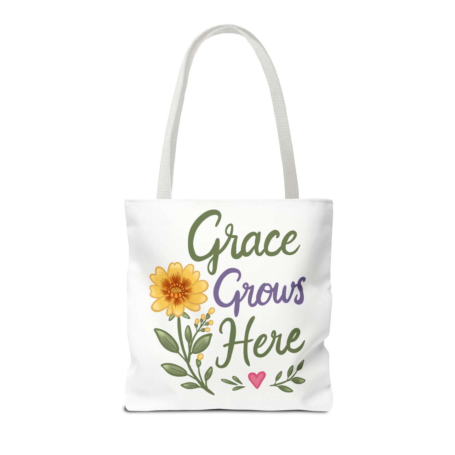 Grace Grows Here Tote - Floral Inspirational Canvas Bag