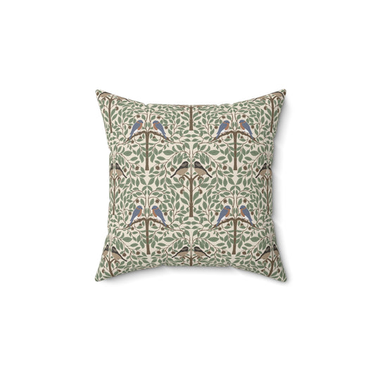 Birds in a Chestnut Tree Spun Polyester Square Pillow