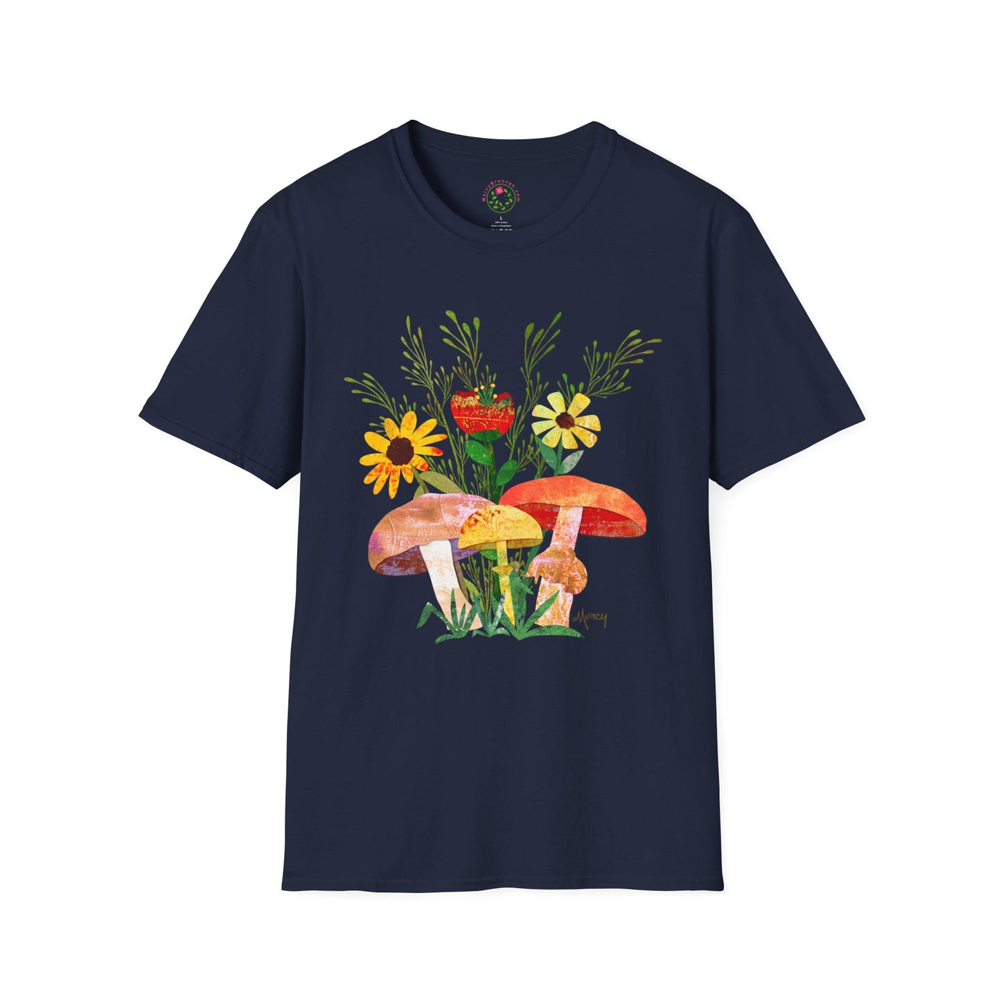 Shrooms n Fleurs Collage Collage Softstyle T-Shirt