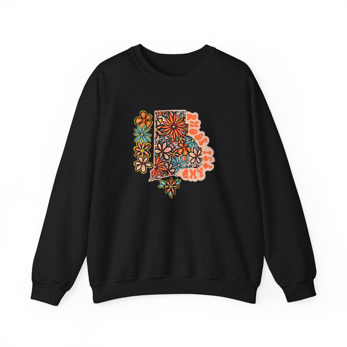 Retro 70s Flowers Rhode Island State Design — Heavy Blend™ Crewneck Sweatshirt