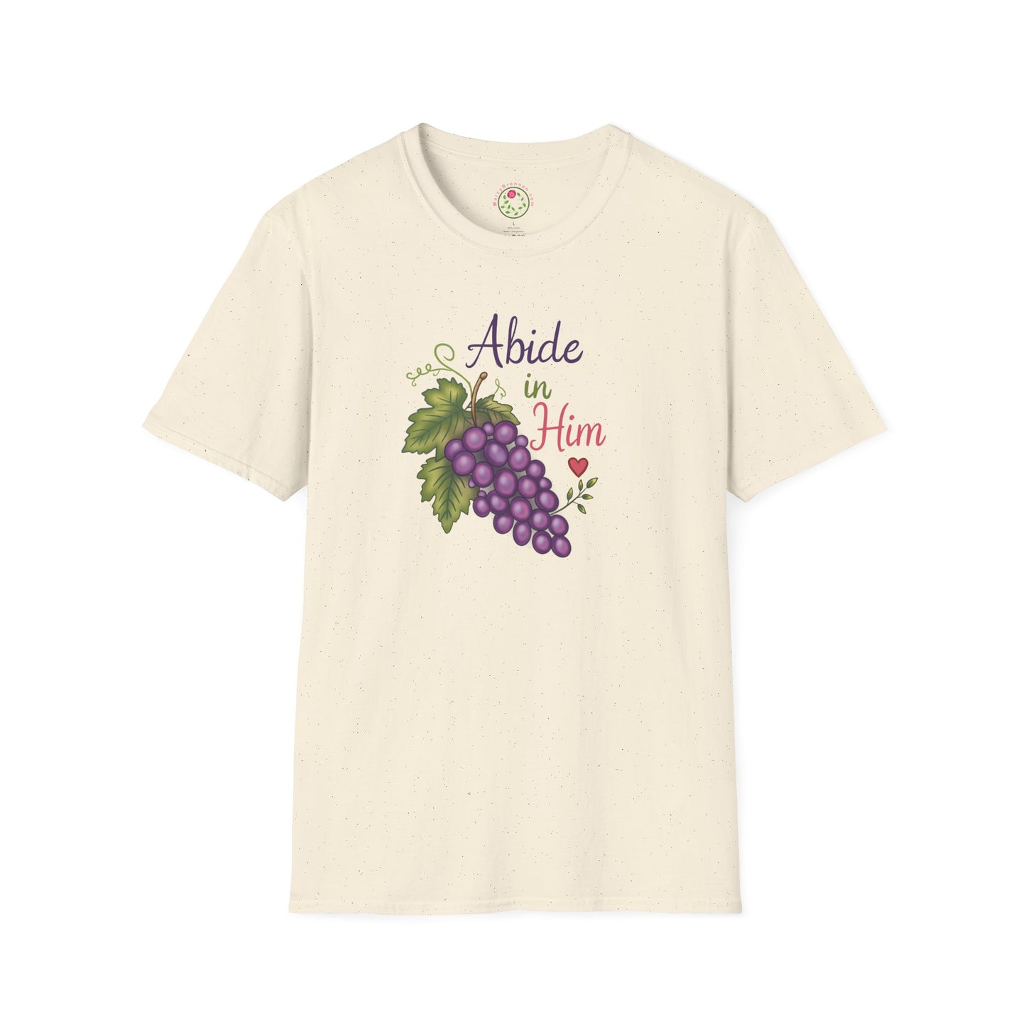 Abide in Him T-Shirt — Christian Faith Grapes Design