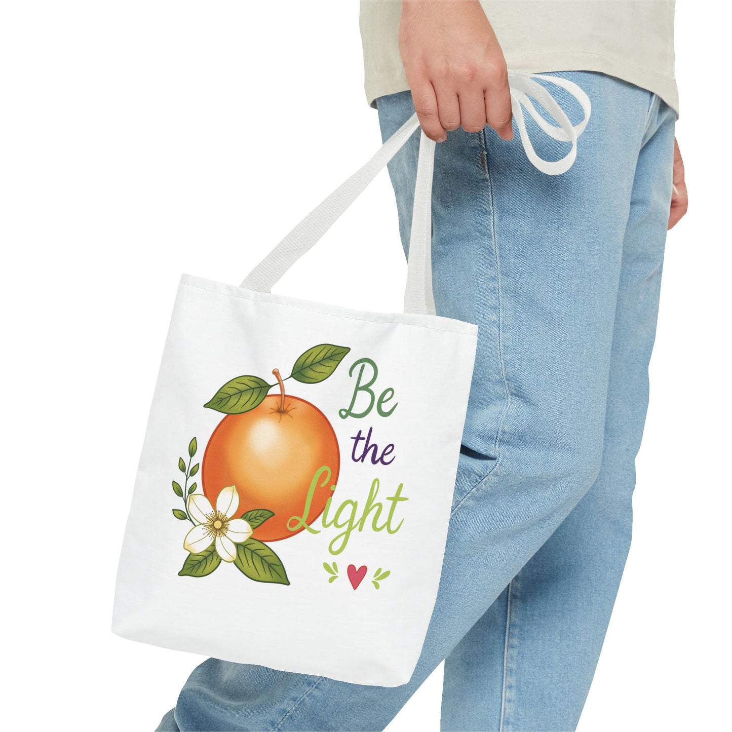 Be the Light Orange Floral Tote Bag