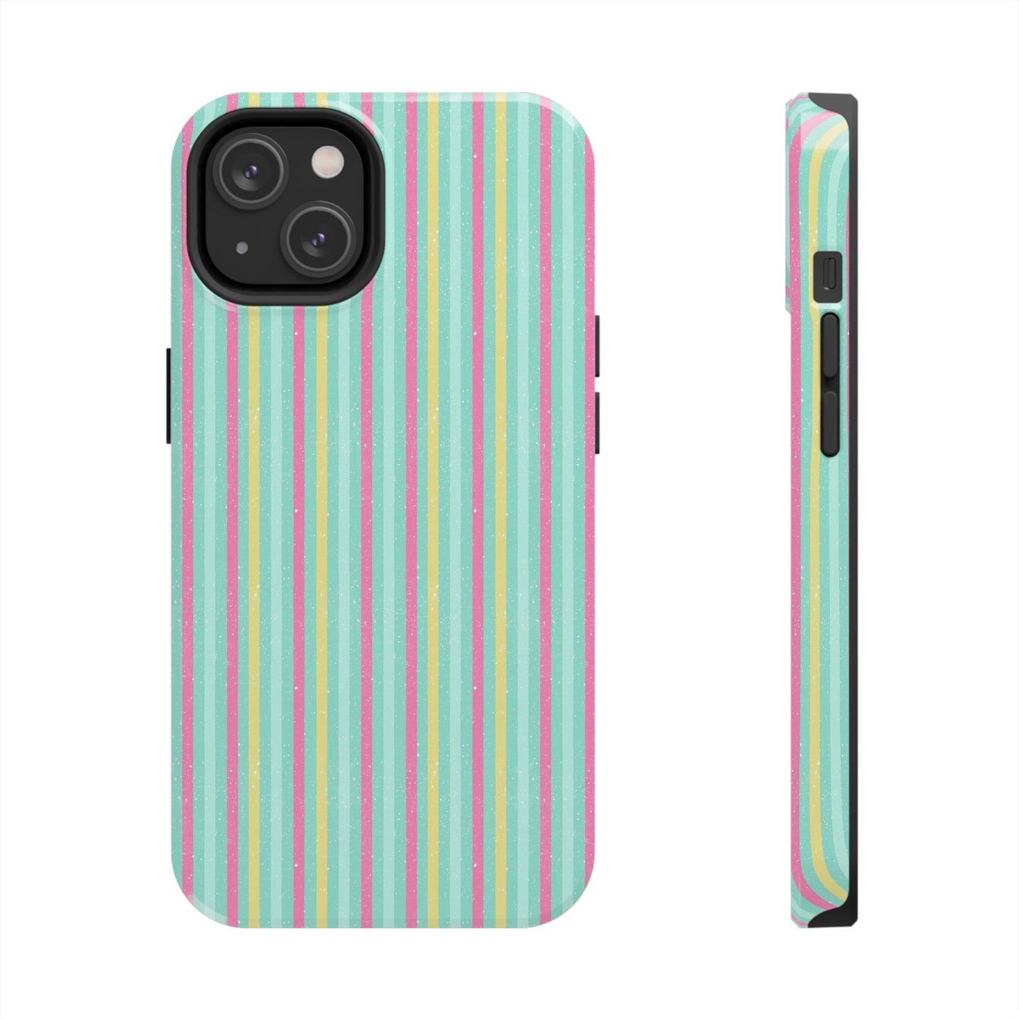 Pastel Christmas Stripes on Turquoise Tough Phone Cases