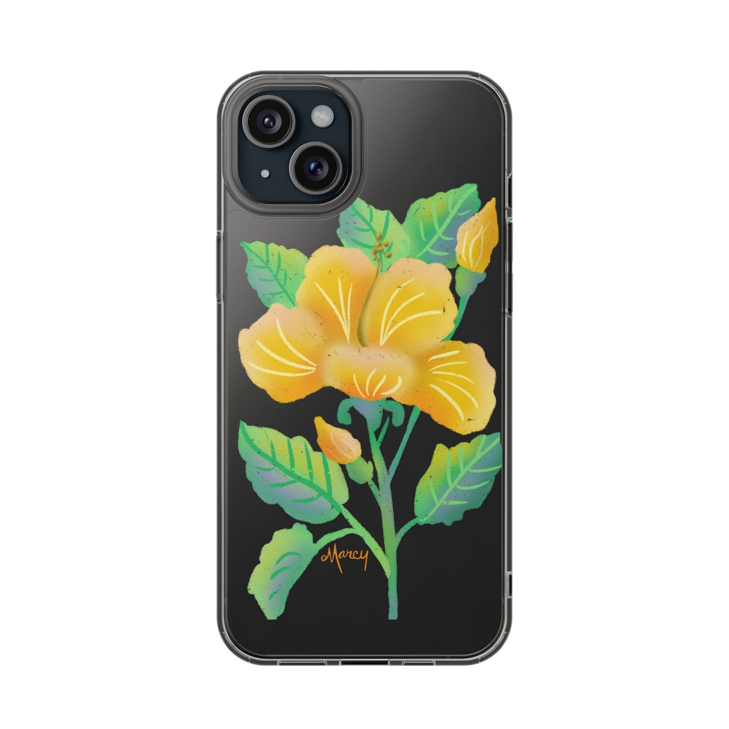 Yellow Hibiscus Blossom Clear Cases