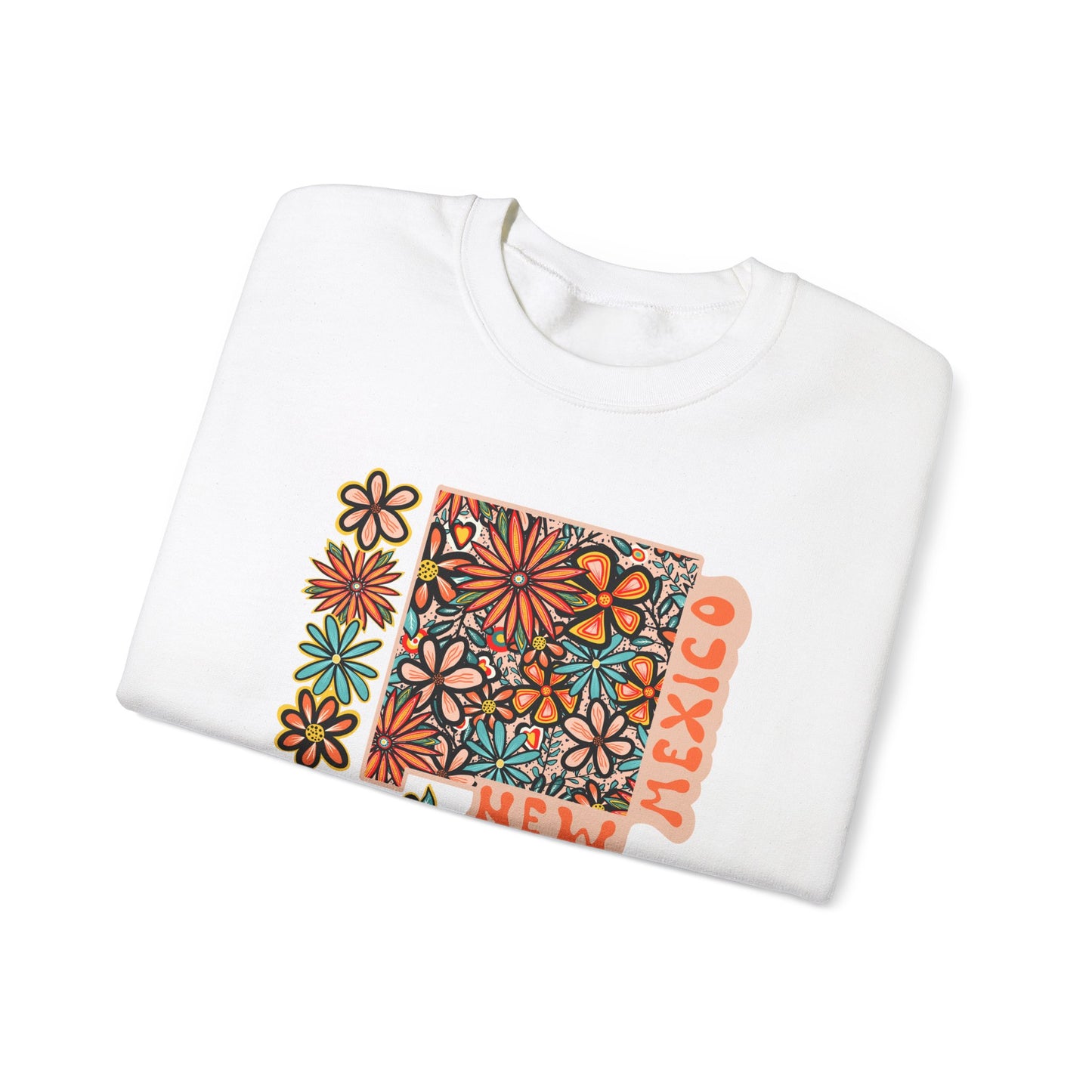 Retro 70s Flowers New Mexico State Design — Heavy Blend™ Crewneck Sweatshirt